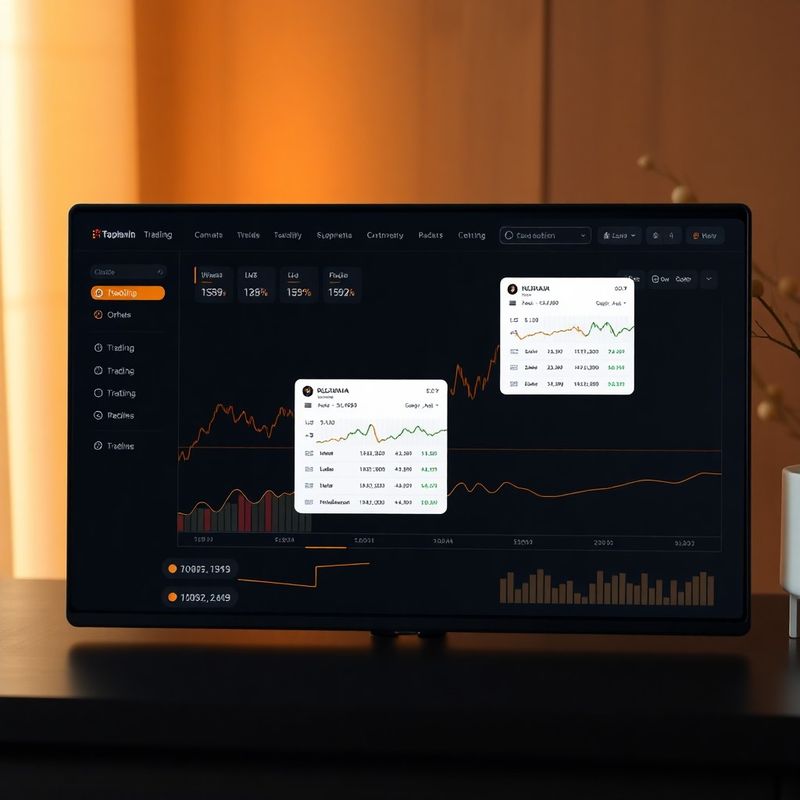 Dashboard de tranzacționare în nuanțe de cărbune și auriu